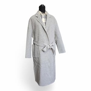 Gray Women's Belted Handmade Wool Coat